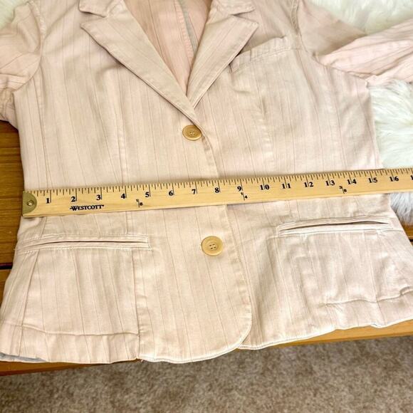 VINCE 8 Light Pink Blush Button-Front Pinstriped Blazer Jacket Pockets - Picture 12 of 13